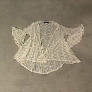Cream lace cover up / kimono size L